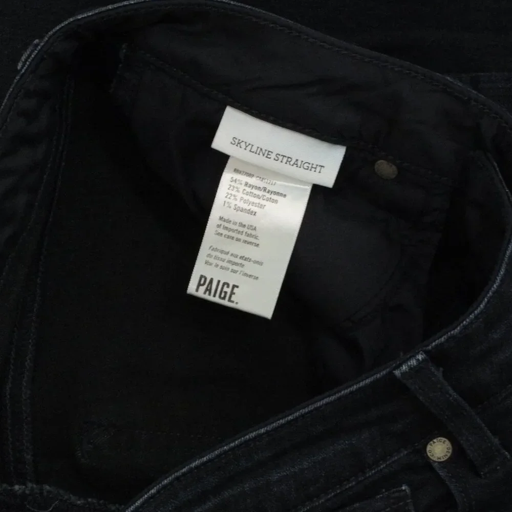 Paige Denim Skyline Straight Distressed Dark Wash Designer Jeans Women’s Size 30 - Picture 5 of 12